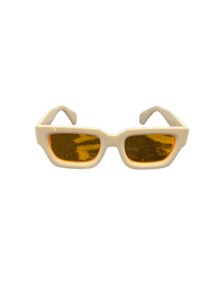 Small Block Sunnies (White/Yellow Lens)