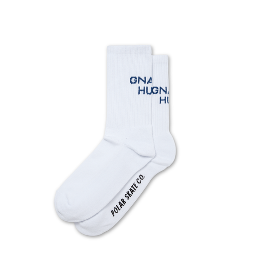 Gnarly Huh Socks (White/Navy)
